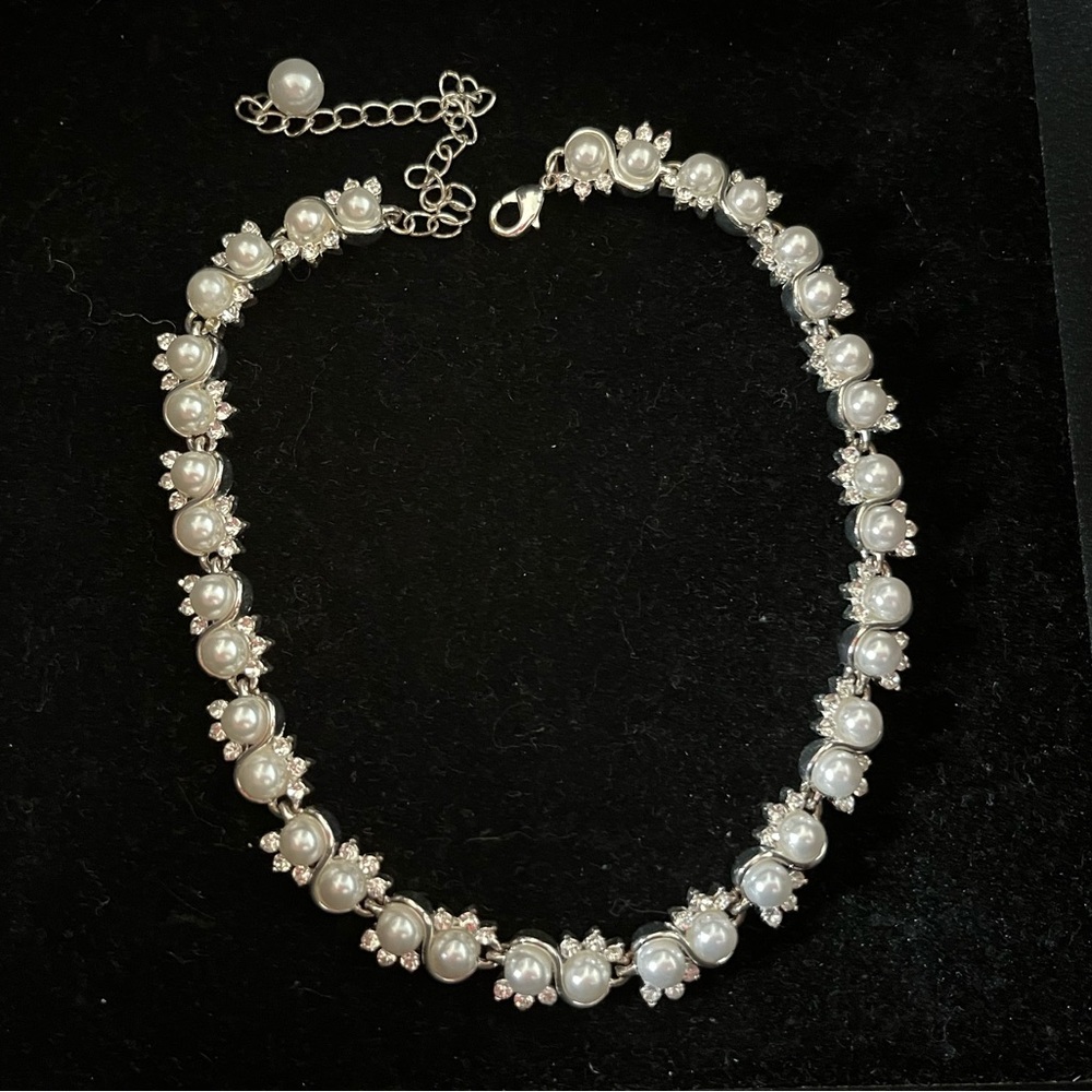 Silver Faux Pearl Necklace